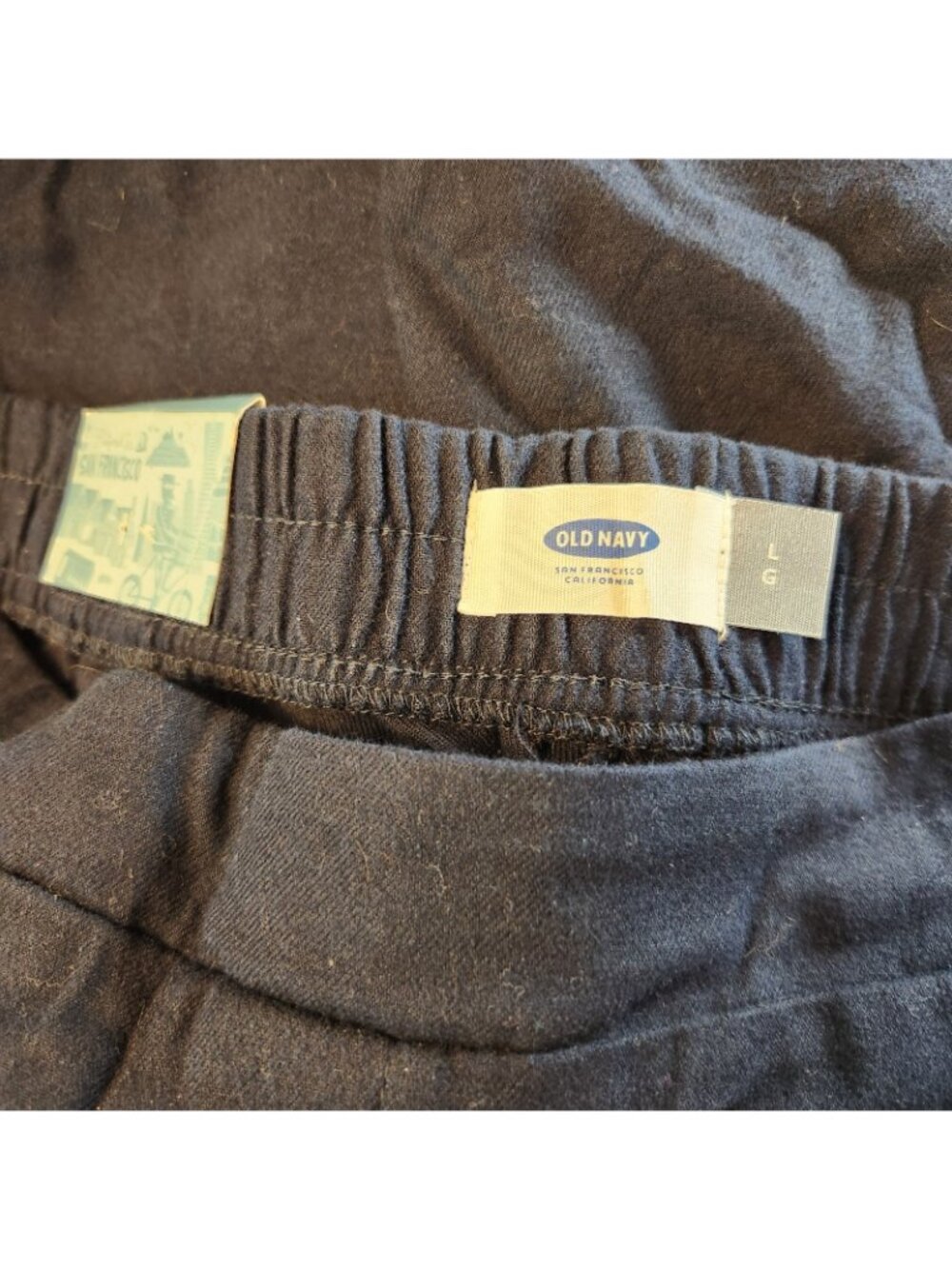 Old Navy Blue Peated Palazzo Pants Dress Slacks LARGE 33 Wx18I NEW Elastic Waist - Picture 7 of 7